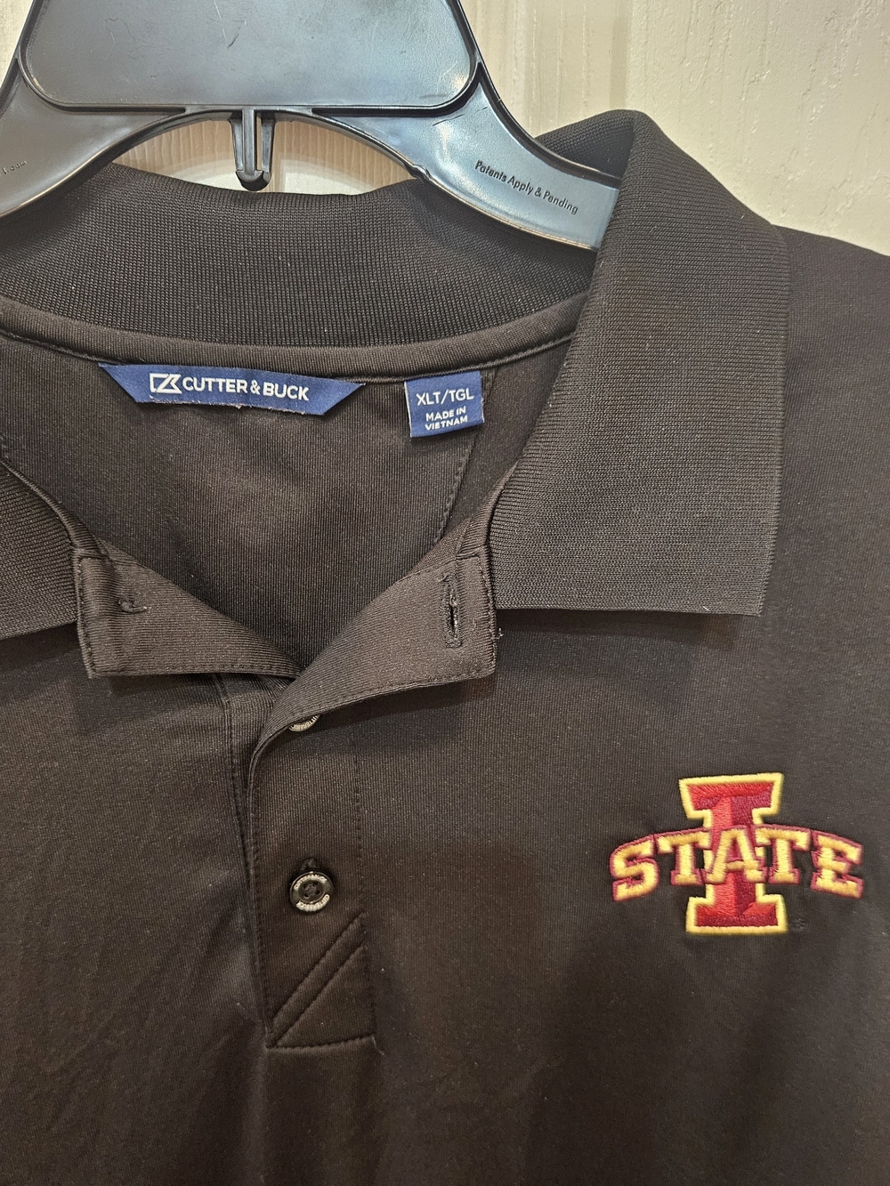 Cutter & Buck Men's Black Polo with Red & Gold Iowa State Logo